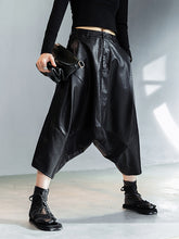 Minimalist Split-Joint High Waisted Harem Leather Pants
